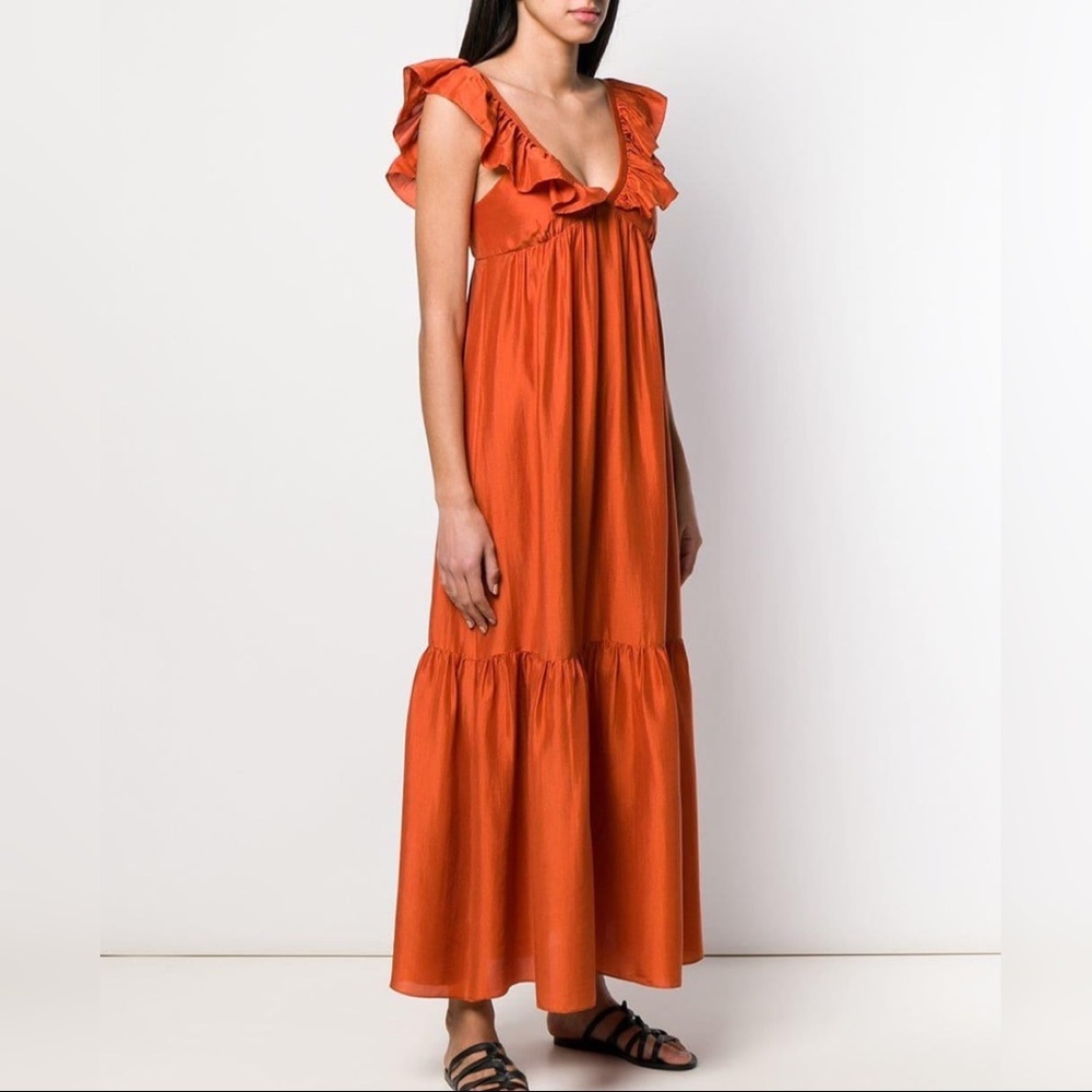 Masscob Acacia Ruffled Silk Dress
